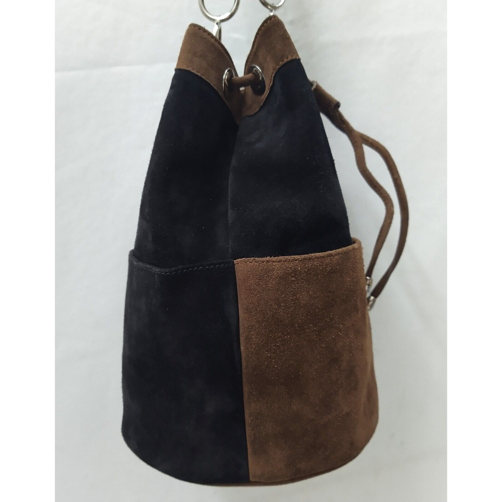 CELINE Multicolor Suede Leather Pockets Drawstring Bucket Satchel Shoulder Bag - Picture 4 of 16
